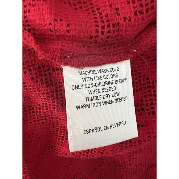 Style & Co Knit Top Blouse Plus Size 2X 3/4 Sleeves Mesh Pleated Red Work Top - Picture 10 of 10